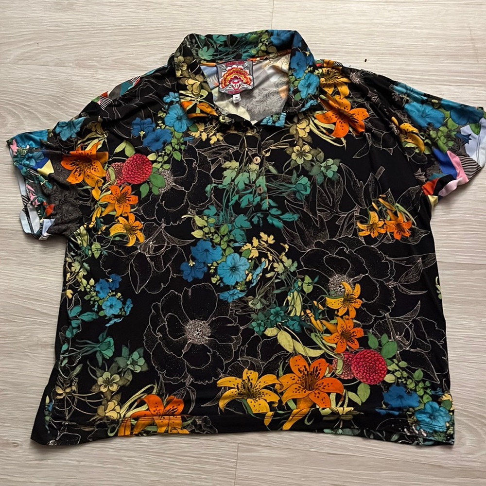 Johnny Was jersey polo tee